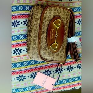 Gothic status brown heart to heart flap Crossbody bag - juicy couture